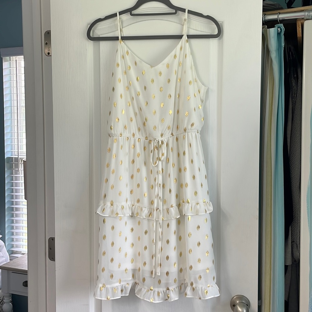 NWT White Sundress with Gold accents